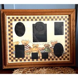 Vintage Teddy Bear Collage Picture Frame 19 x 15 Love Endures All Things Cottage
